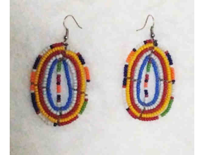 Handcrafted beaded Masai necklace with matching earrings