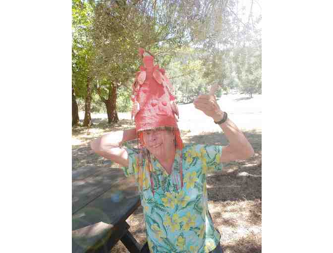 Rare Authentic Vintage African Beaded Tribal Ceremonial Headdress - Red Birds