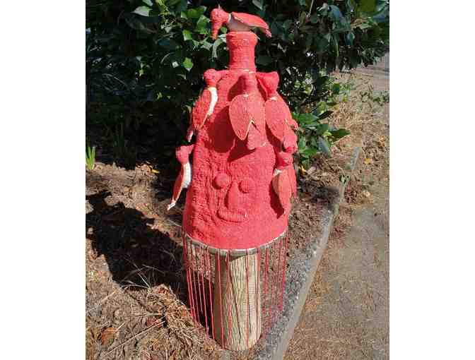 Rare Authentic Vintage African Beaded Tribal Ceremonial Headdress - Red Birds