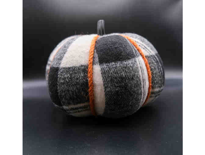 Halloween Decor Bundle: two decorative pumpkins and four cauldron appetizer plates