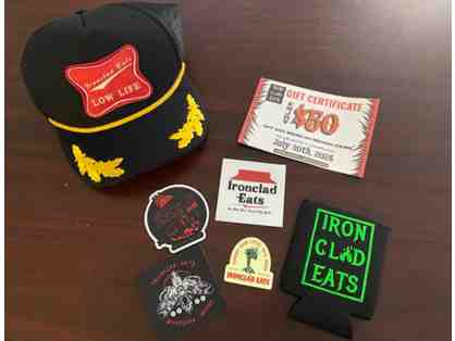 $50 to spend at Iron Clad Eats plus a Hat, Koozie, Stickers