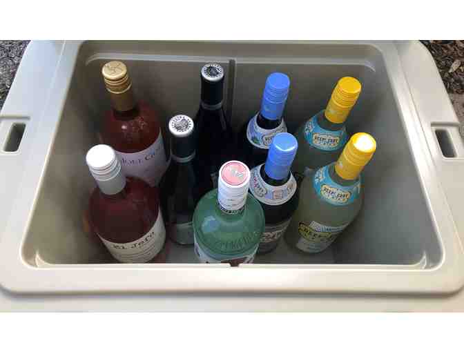 Yeti Tundra 35 Cooler stocked with Seltzers, Wine, & Spirits