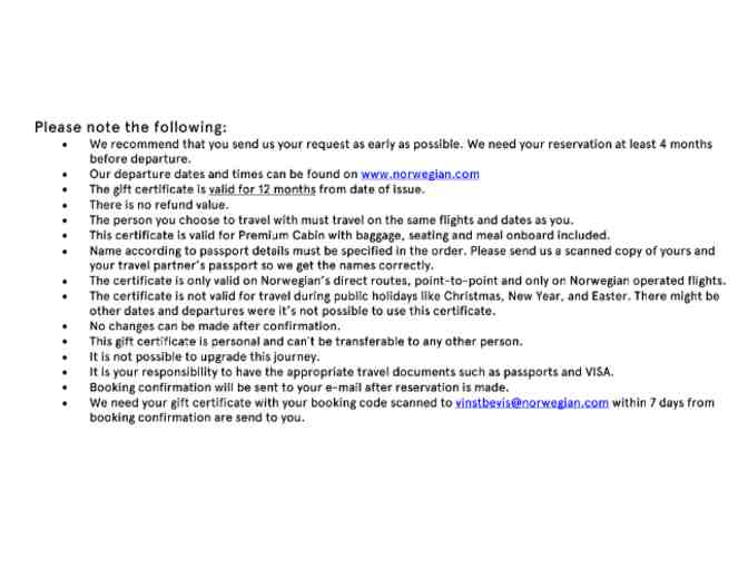 Norwegian roundtrip for two from Oakland anywhere Norwegian flys non-stop. Premium Cabin!