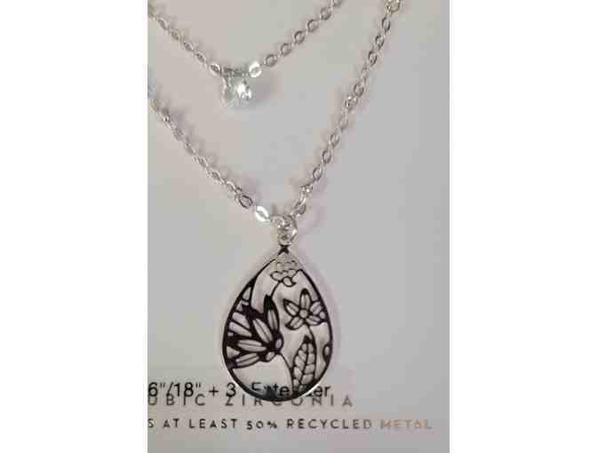 Lauren Conrad Silver Tone Floral Filigree Nickel Free Teardrop Earrings and Necklace - NWT