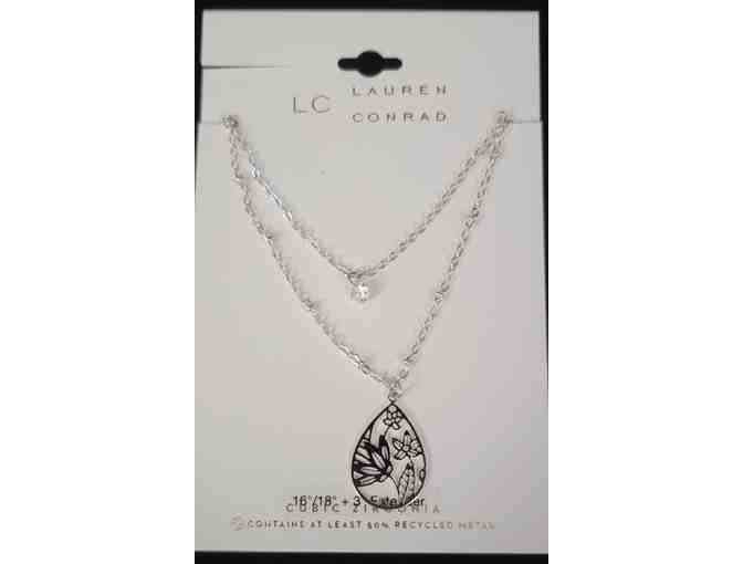 Lauren Conrad Silver Tone Floral Filigree Nickel Free Teardrop Earrings and Necklace - NWT