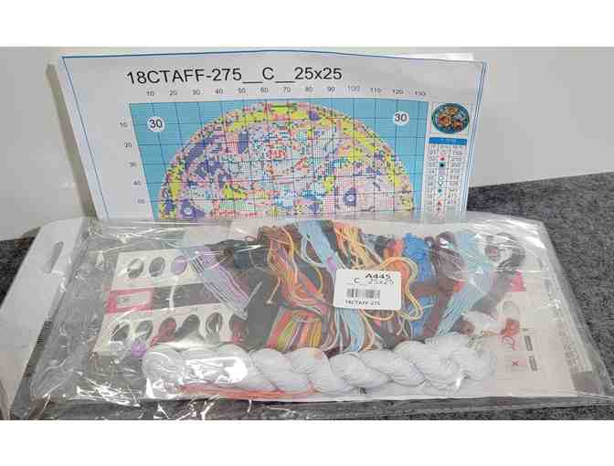 #1- Stained Glass Rose Stamped Cross Stitch