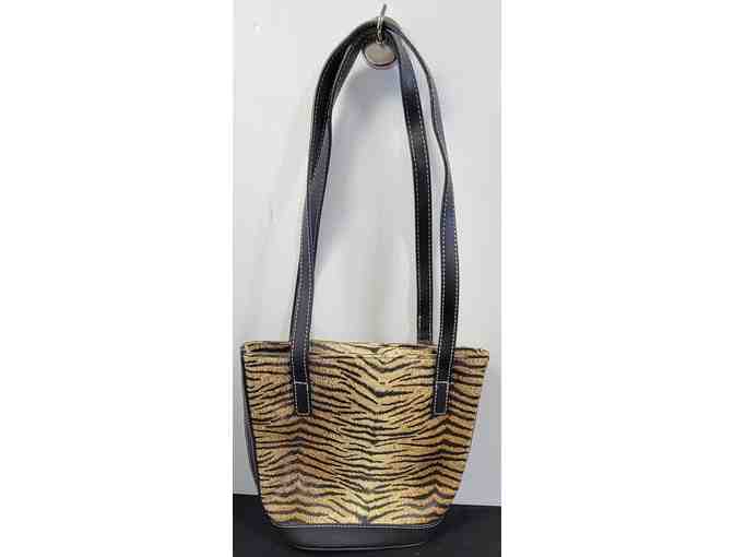 #20 Liz Claiborne Animal Print Brown Purse & Matching Wristlet - Excellent Condition - Photo 2