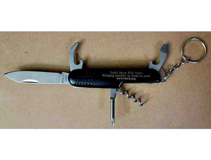 #9 Teddy Bears with Heart Engraved Pocketknife - Black Multi-Tool - Photo 2