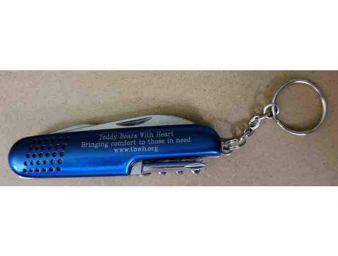 #9 Teddy Bears with Heart Engraved Pocketknife - Blue Multi-Tool - Photo 1