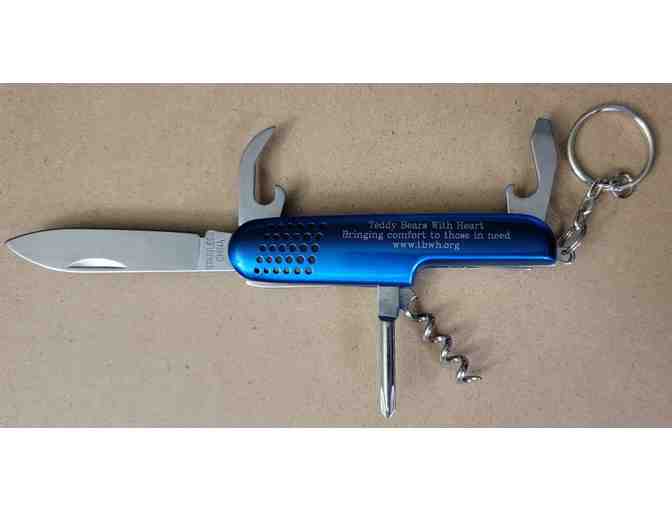 #9 Teddy Bears with Heart Engraved Pocketknife - Blue Multi-Tool - Photo 2