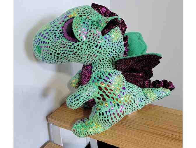 TY Dragon Cinder Beanie Boos Scales Green & Purple Metallic Plush 9 inches