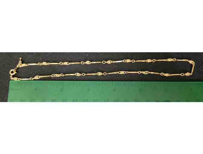 Vintage 90s gold plated necklace alternating bar and knot links 14 inches