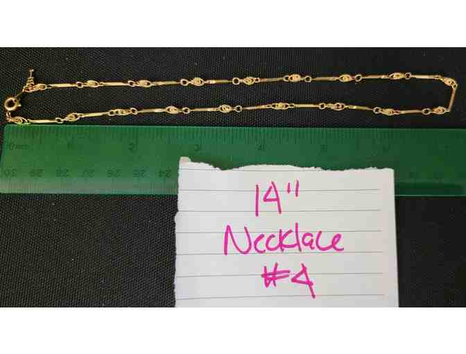 Vintage 90s gold plated necklace alternating bar and knot links 14 inches