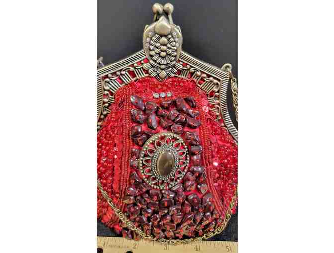 1920s Vintage Beaded Annalise Evening Handbag - Clutch Sequin Rhinestone - Photo 2