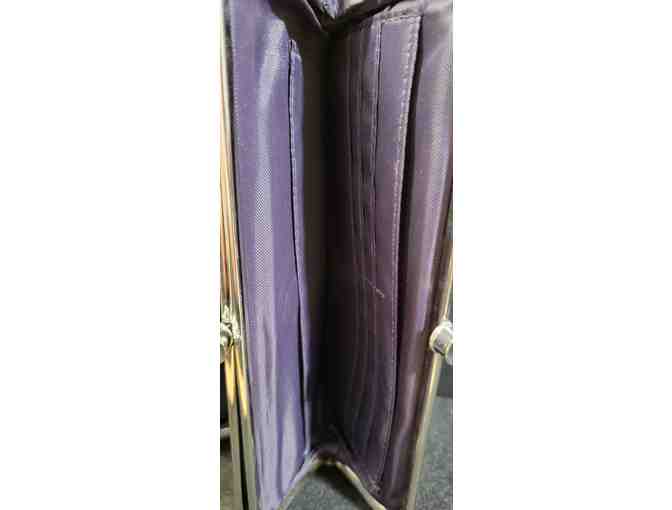 Double Clutch Wallet Magnetic Distressed Leather Lilac Purple