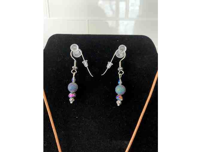 Sterling Silver Lava Stones Necklace and Earring Set