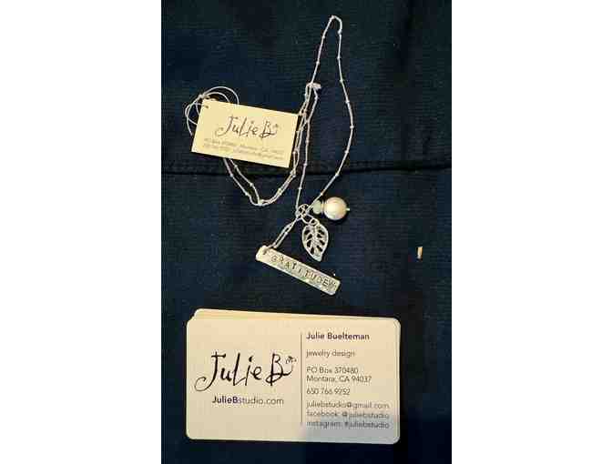 Silver Necklace with Baubles and the Word 'GRATITUDE'