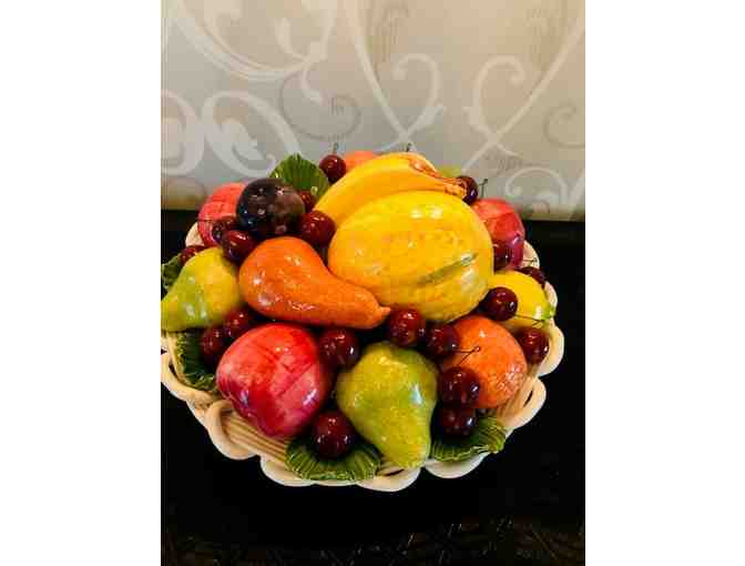 Incomparable Porcelain Basket with Finely Detailed Porcelain Fruit