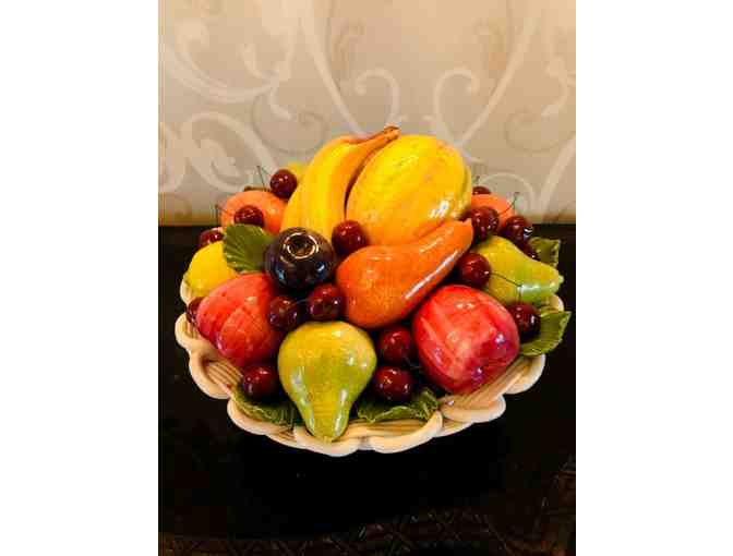 Incomparable Porcelain Basket with Finely Detailed Porcelain Fruit