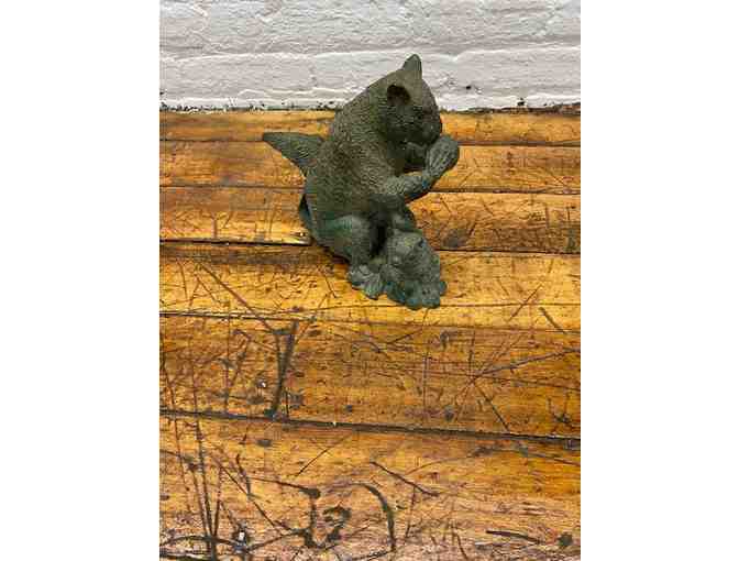Handmade Verde Bronze Sculpture of a Squirrel