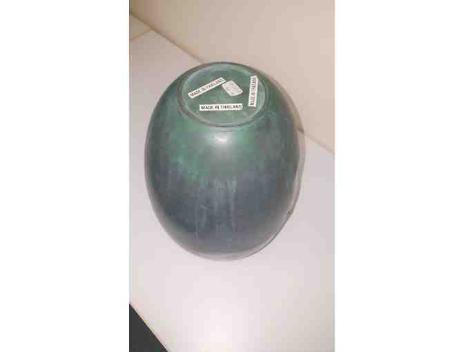 Verde patina with brass trim antique vase