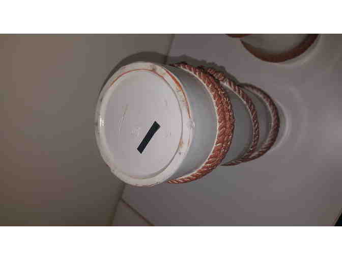 Porcelain vases with rope detail from Thailand, pair