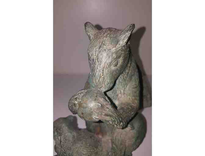 Handmade Verde Bronze Sculpture of a Squirrel
