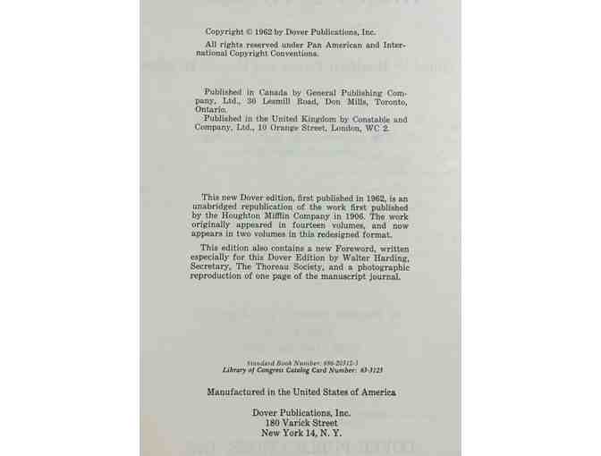 The Journal of Thoreau 'In Fourteen Volumes, Bound as Two' First Dover Edition 2 Vols.