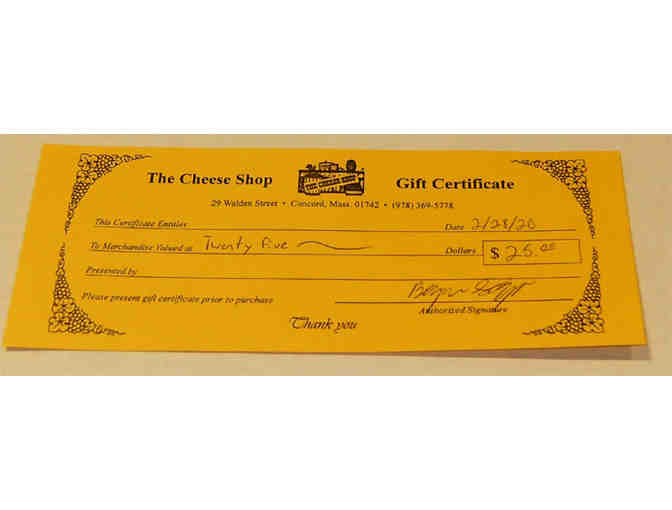 The Cheese Shop, Concord, MA - $25 Gift Certificate