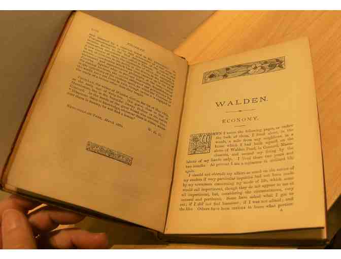 Walden, by Thoreau, intro by Dircks (London 1886) (needs to be rebound)