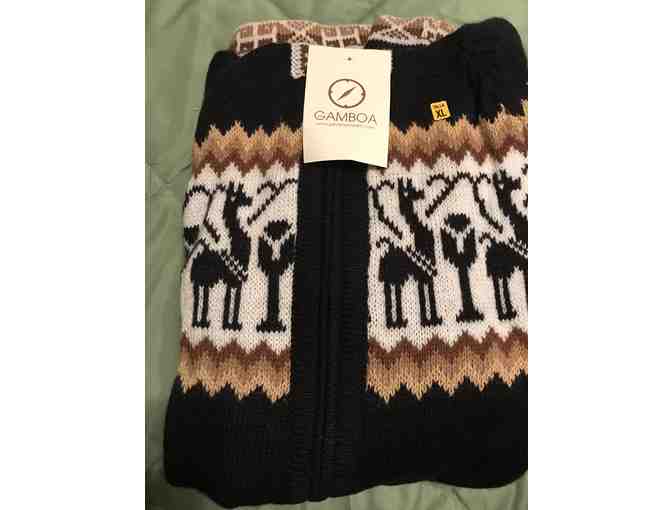 Gamboa Black Alpaca Full Zip Hoodie Sweater for Women (Size XL)