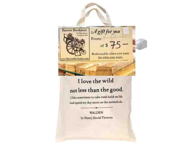 $75 gift certificate to Barrow Bookstore i& Thoreau Tote Bag