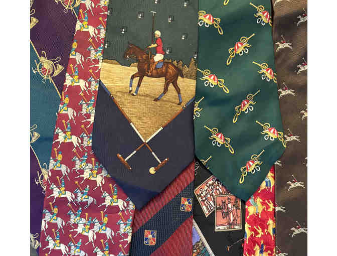 Vintage Polo-Themed Eight Necktie Collection - Photo 1