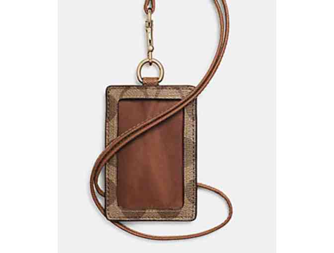 COACH LANYARD ID CASE IN SIGNATURE KHAKI/SADDLE - NWT