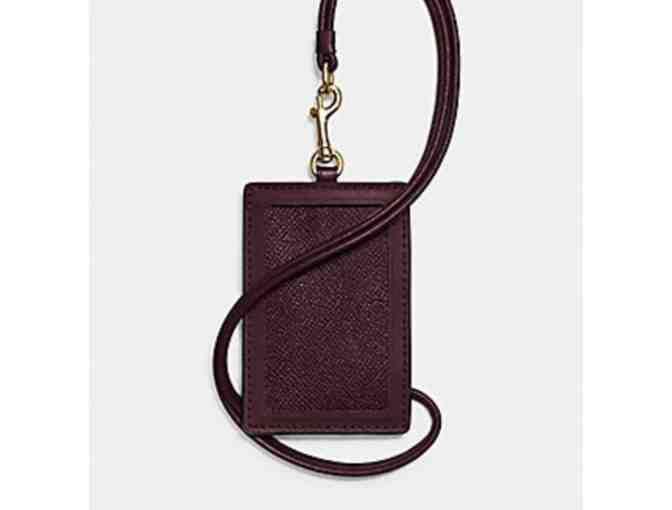 COACH LANYARD ID CASE IN COLORBLOCK SIGNATURE KHAKI OXBLOOD