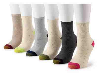 Womens Gold Toe Designer Crew Socks 6 Pair