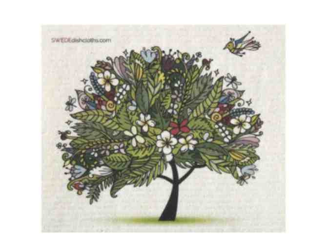 Swedish Dishcloth - Floral Tree and Bird - Photo 1