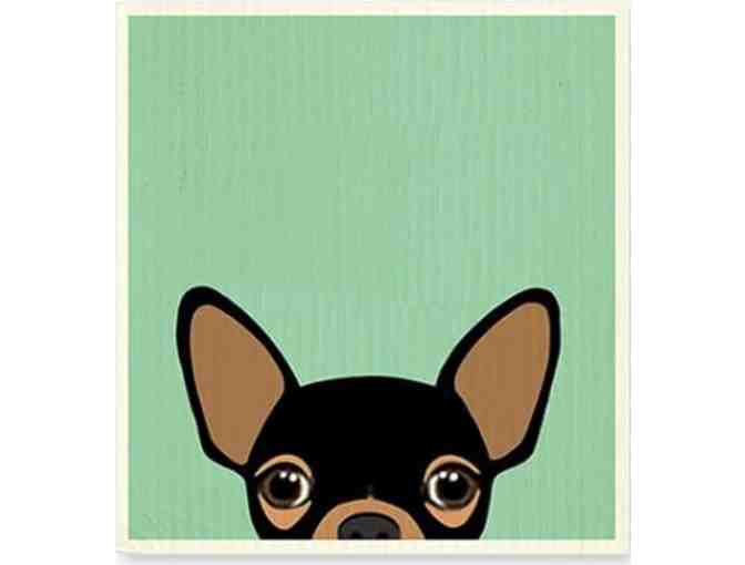 Swedish Dishcloth - Peeking Pup on Green - Photo 1