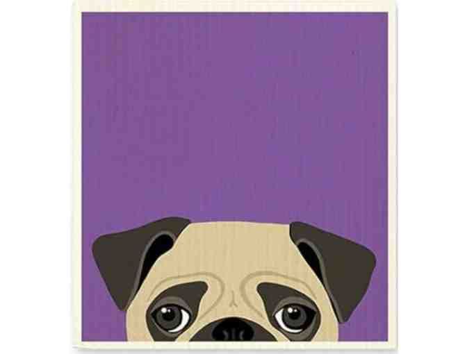 Swedish Dishcloth - Peeking Pup on Purple - Photo 1