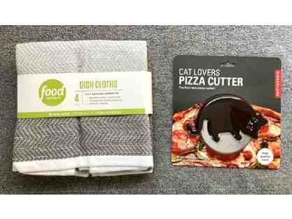 Pizza Cutter and Dish Cloths