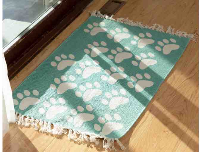 Printed Paws Woven Cotton Rug - Photo 1