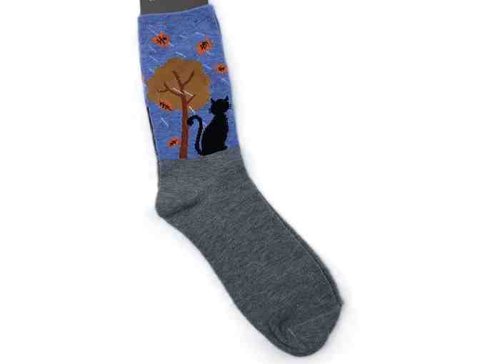 Womens Fall Cat Crew Socks - Photo 1