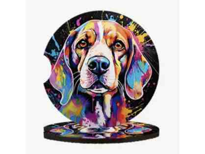 Set of two absorbent Car Coasters - Hound