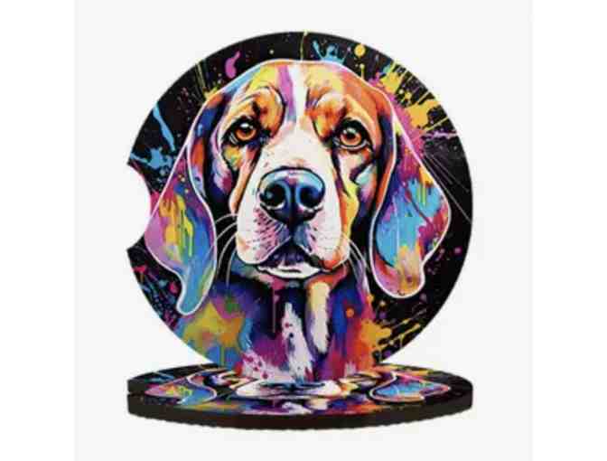 Set of two absorbent Car Coasters - Hound - Photo 1