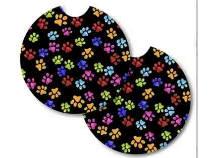 Set of two absorbent Car Coasters - Rainbow Paws