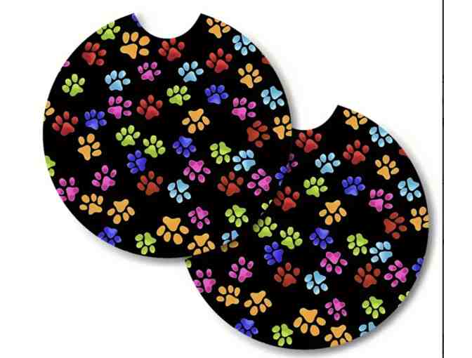 Set of two absorbent Car Coasters - Rainbow Paws - Photo 1