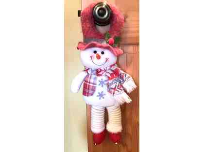 Snowman Door Hanger Red