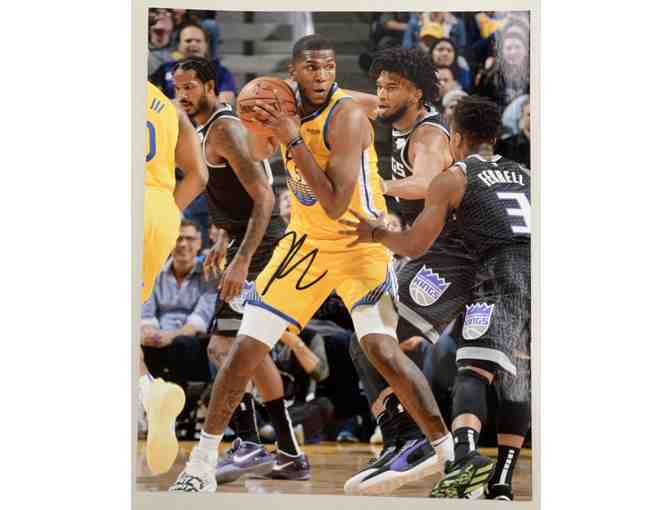 Kevon Looney Signed Photograph & Santa Cruz Warriors Swag Bag