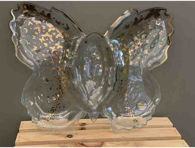 Annie Glass Butterfly Chip & Dip Server