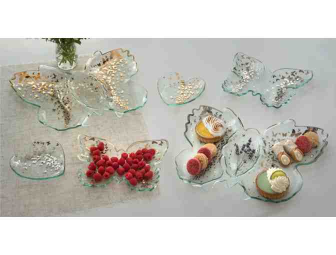 Annie Glass Butterfly Chip & Dip Server